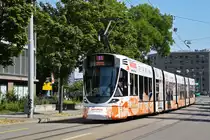 Be 6/10 Tango 177 mit der neuen Migros Werbung, auf der umgeleiteten Linie 11, fährt am 14.06.2023 zur Haltestelle Heiliggeist Kirche.