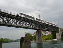 Thurbo Triebwagen am 2.8.2007in Schaffhausen auf der Rheinbr�cke