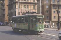 Tram in der  ewigen Stadt  in gr�ner Farbgebung im April 1987 (Archiv P.Walter)