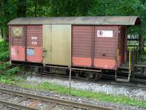 MOB / MOS - G�terwagen Gk  529  der Modellbahngruppe Obersimmental - Saanenland .. Abgestellt in Saanen .. Bild vom 29.07.2007