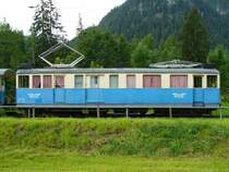 MOB / MOS - Triebwagen  De 4/4 26  der Modellbahngruppe Obersimmental - Saanenland .. Abgestellt in Saanen .. Bild vom 29.07.2007