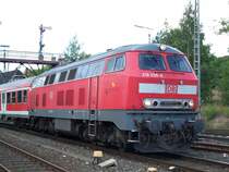 218 256 f�hrt in den Bahnhof Bad Harzburg ein (1.9.2007)