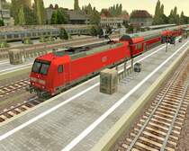 146 221-7 als RE 20636/14655 von Stuttgart Hbf nach Augsburg Hbf (ZugNr. �nderung in Ulm Hbf) in G�nzburg Hbf. (Fahrplan fiktiv)