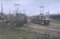 3 Strassenbahngenerationen auf einen Blick.Aufgenommen 1991 in Poznan(Posen)Bild leider etwas dunkel.(Archiv.P.Walter)