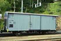 RhB - Xk 9398 am 30.08.1996 in Filisur - gedeckter Dienstwagen 2-achsig (Wasser- und Kohlewagen f�r Rh�tia) - Baujahr 1913 - Reich - Gewicht 6,48t - Zuladung 12,50t - L�P 8,49m - zul�ssige Geschwindigkeit 60 km/h - �2=20.01.1993 - Lebenslauf: ex K1 5615 - 1969 Gbk 5615 - 1970 Xk 9077 I - 1995 Xkv 9398 - 2004 K1 5615/WN 9852
