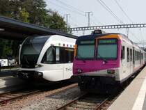 GTW und NPZ von dem Unternehmen  Thurbo AG  in Kreuzlingen. Der GTW f�hrt als S3 nach St.Gallen und der NPZ f�hrt nach Engen.