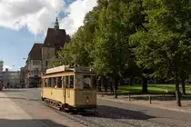 Triebwagen 134 der Freunde der Bremer Straßenbahn e.V. Höhe Kunsthalle Bremen - 6.8.23
25 Jahre Linienverlängerungen der Äste zum Flughafen und zur Universität