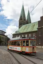 Triebwagen 701  der Freunde der Bremer Straßenbahn e.V. Domsheide - 6.8.23 25 Jahre Linienverlängerungen der Äste zum Flughafen und zur Universität