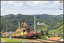 Übertragungsleitungen werden am 10.August auf der Leibenfelder Höhe aufgezogen. GKB Deutschlandsberg 