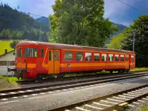 Übelbach. Am 16.08.2023 steht der ehemalige SZU Wagen im Bahnhof Übelbach.