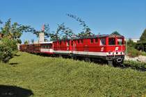 Die 2095 001 und die 2095 004 haben mit einem Verschubgüterzug Richtung Garting den Bahnhof Strauchbach verlassen und rollen gemütlich ihrem Ziel entgegen.
Die Doppeltraktion ist auf der steigungsreichen Strecke für das hohe Frachtaufkommen essentiell.
Bild vom 14.8.2023