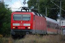 11.09.2007 RE18 bei der Ausfahrt Gro�enhain Cottb.Bf nach Dresden.