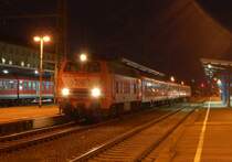 218 156-8 stand am 14.09.07 mit dem RE 3229 von Crailsheim nach Friedrichshafen Stadt auf Gleis 3 des Aalener Bahnhofs.