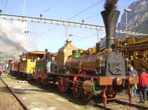 Der Spanisch Br�dli Zug bei der ausfahrt aus Erstfeld am 08.09.2007 