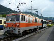 MOB - E - Lok  GDe 4/4  6005 ( ex GFM GDe 4/4  101 ) im Bahnhof von Zweisimmen am 29.07.2007