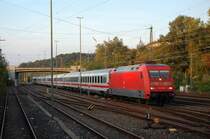 101 088-3 f�hrt am 14.09.07 mit IC 2062 von N�rnberg HBF nach Kalrsruhe HBF auf Gleis 1 des Aalener Bahnhofs ein.