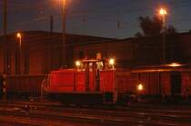 363 150-4 stand am fr�hen Morgen des 14.09.07 warm im Aalener Bahnhof.
