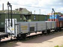 Der O-Wagen K347 ist mit einem Richtungspfeil versehen, auf einer Seite hatten die Schmalspurwagen eine Trichterkupplung mit und auf der anderen Seite ohne Kupplungsbolzen, 15.09.07