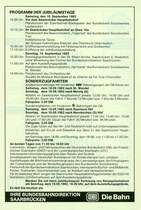 Programmblatt zur 130 Jahrfeier der BD Saarbr�cken 1982.