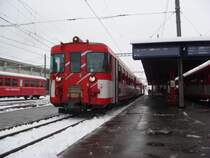Der Winter h�lt einzug: So pr�sentierte sich am 27.09.2007 der Bahnhof Andermatt.Der Regio nach Brig wartet auf den Abfahrtsbefehl.