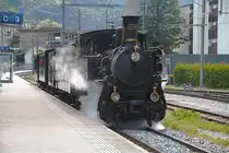Der Dampfzug ist am 26.05.2024 in Meiringen BE bereit zur Abfahrt.