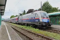 Im Jahre 2012 feierte die ÖBB das 175-jährige Jubiläum der Eisenbahn in Österreich. Dazu gab es in neun Bahnhöfen Bahnhofsfeste mit Fahrzeugausstellungen und sonstigem Programm. 
Die 1116 250  Polizei  steht am 1.9.2012 mit einem Railjet im Bahnhof Bregenz.