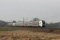 462 073 und 462 028 (national express) als RRX auf der Linie RE1 in Richtung Hamm Hbf in Hamm Selmig, 9. Februar 2025