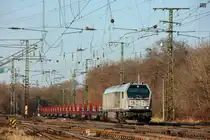 EHB 264 002-7 Maxima mit Stahlzug in Köln Gremberg, Februar 2025.