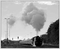 Die vorletzte Dampflok der IGE Veranstaltung  Mit Volldampf zum Bosporus  (15. bis 29. September 2007) war 919 138 der Firma Brenner&Brenner. Sie bespannte den Sonderzug 16577 von Bratislava nach Wien. Die Aufnahme enstand bei sehr starkem Gegenlicht bei der Ausfahrt aus dem Grenzbahnhof zur Slowakei, Marchegg, am 29.9.2007.