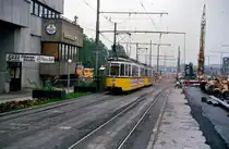 1984: Der Albplatz in Stuttgart hatte die  Ehre , eine der zeitlich längsten Stadtbahnbaustellen der Stadt zu sein. Sonderwagen wie hier (vom Bw Albplatz aus) prüften oft den Schienenweg der Neuen Weinsteige. 