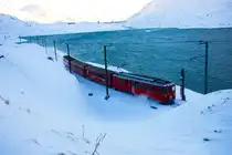 ABe 4/4 II 46 mit EXT  Mit Grün und Chrom auf den Bernina  bei Ospizio Bernina am 22.11.2025