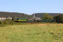 Belgiën, CFV3V Chemin de Fer à Vapeur des 3 Vallées
Lok 5538 mit Personenzug vom Treignes nach Mariembourg, während der Dampffestival 2024
21/9/2024