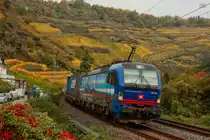 193 531 SBB Cargo International mit Containerzug in Oberwesel, Oktober 2025.