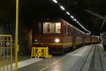 BDhe 4/8 der Jungfraubahn am 16. September auf der Bergstation Jungfraujoch auf 3454 Meter �ber Meer.
