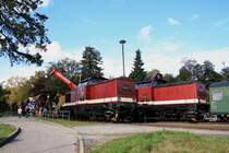 Hier ist der entgleiste Zug sowie der Hilfszug aus Wernigerode zu sehen ! Im hintergrund ist der Kran zu erkennen mit dessen Hilfe die kleine St�rung beseitigt wurde !  