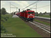 112 103 im Bahnhof Drahnsdorf. Auf der Strecke PT 5 Dresden - Berlin. Die Aufgabe tr�gt den Namen RE 3 Elsterwerda - berlin Sch�nefeld Flughafen.
