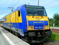 146 522-8 steht mit Zug X 80004 am Bhf. Warnem�nde zur Abfahrt bereit; 070901 