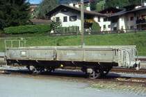 RhB - Xk 8604 am 03.09.1996 in K�blis - Niederbord-Dienstwagen 2-achsig mit 1 offenen Plattform f�r Materialtransporte - Baujahr 1889 - SIG - Gewicht 4,48t - Zuladung 10,00t - L�P 6,82m - zul�ssige Geschwindigkeit 60/B km/h -  �=09.02.1990 - Lebenslauf: ex LD M 204 - 1895 RhB M 204 - 1988 M 1104 - 1911 S 8504 - 1969 Xk 8604 - Hinweis: Wagen aus der 1. Bauserie der ex LD
