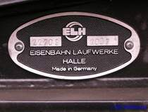 Fabrikschild am Laufwerk eines Fl�ssiggaswagens der Gattung Zags