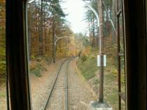 Auch auf dem Ritten ist der Herbst eingekehrt.Blick aus dem F�hrerstand des  Alioth  Tw 105 am 18.10.07