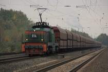 RAGodil RBH 014 (ex RAG Ruhrkohle AG) Elok von Henschel Typ E1200 mit Kohlewagenzug in Recklinghausen Suderwich am 24.10.2007.
