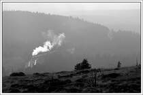 Bereits von der Ferne sichtbar, Zug 8937 von Wernigerode auf den Brocken am 10.10.2007. Die Aufnahme entstand aus paar Metern Entfernung von der Endhaltestelle Brocken. Die Lichtsituation hat einfach zu einem Bild in sw eingeladen.