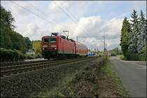 Die Dortmunder 143 840 f�hrt bei Hohenlimburg mit der RB56 (39641)  DER ISERLOHNER ,  dem l�ngsten Regionalzug NRW&acute;s ;-), Richtung Iserlohn.