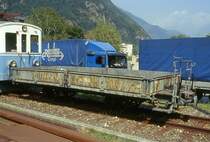 RhB - Xk 8622 am 24.08.1997 in San Vittore - Niederbord-Dienstwagen 2-achsig mit 1 offenen Plattform - Baujahr 1896 - SIG - Gewicht 4,70t - Zuladung 10,00t - L�P 7,45m - zul�ssige Geschwindigkeit 55 km/h -  �=26.08.1991 - Lebenslauf: ex M 222 - 1899 M 1122 - 1911 S 8622 - 1969 Xk 8622 - 09/1999 Abbruch
