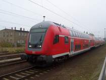 Wegen einer Streckensperrung zwischen Berlin Ostbahnhof und K�nigs Wusterhausen fuhr die RB 14 heute mal mit modernen Wagen. L�bbenau/Spreewald den 28.10.2007 