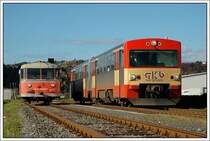 Im Bahnhof Krottendorf-Ligist musste am 5.11.2007 LP NZ 8411 die Kreuzung mit dem R 8418 von K�flach nach Graz abwarten. Der Triebwagen zog bis zum Ausfahrsignal in Krottendorf vor. Auch hier wieder ein Dank an den TFZF, der mir, w�hrend er die Kreuzung abwartete, das Zugspitzensignal eingeschaltet und den Zugschluss f�r meine Aufnahme entfernt hat.