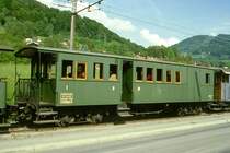 BC Museumsbahn - ex RB ABCD4 15 am 19.05.1997 in Blonay - 1./2./3.Klasse Personenwagen mit Gep�ckabteil 4-achsig mit 2 offenen Plattformen - Baujahr 1895 - De Dietrich - Gewicht 15,40t - 4/9/22 Sitzpl�tze - L�P 12,50m - zul�ssige Geschwindigkeit 40 km/h - Lebenslauf: ex RB ABCD4 15 - 1968 an BC ABCD4 15
