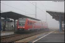 612 076-0 als IRE 3225 nach Ulm Hbf am Morgen des 31.10.07 auf Gleis 3 des Aalener Bahnhofs.