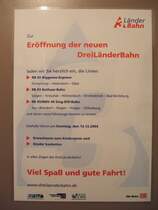 Plakat von der Er�ffnung der neuen DreiL�nderBahn vom 12.12.2004