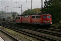 140 601,152 067 und 151 005 warten am Nachmittag des 04.10.07 in Kreuztal auf die neuen Aufgaben.